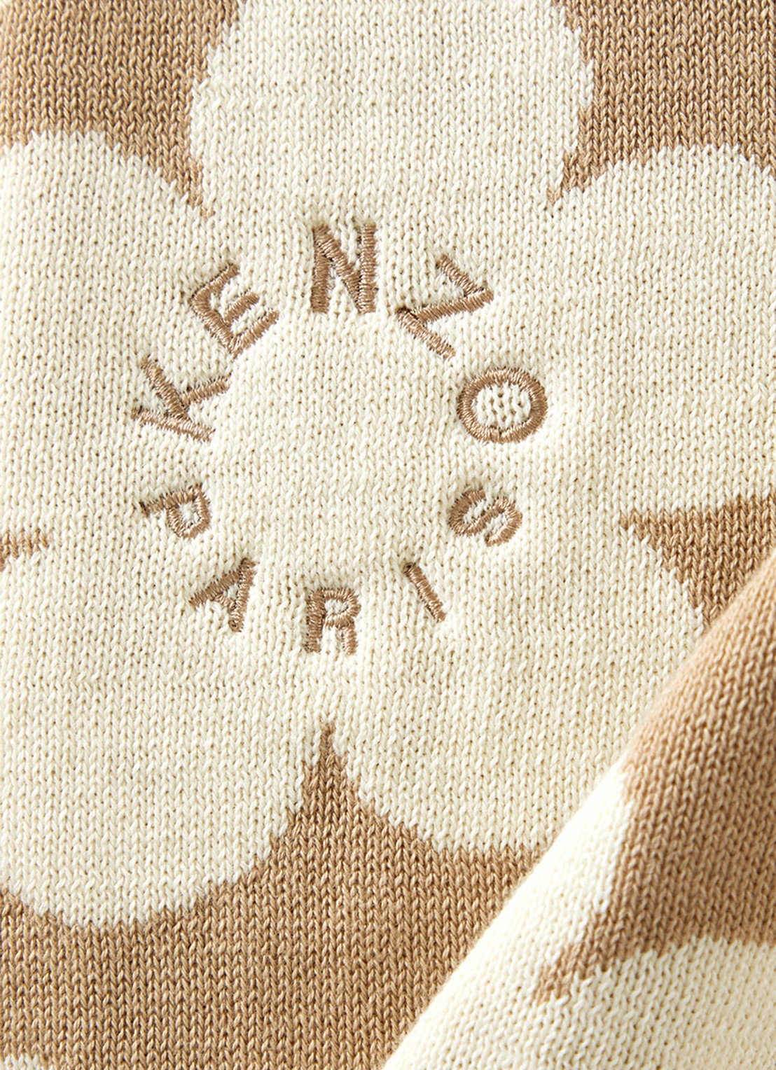 KENZO K Hanadot plaid met bloemenprint 130 x 170 cm - voorkant 2 beige