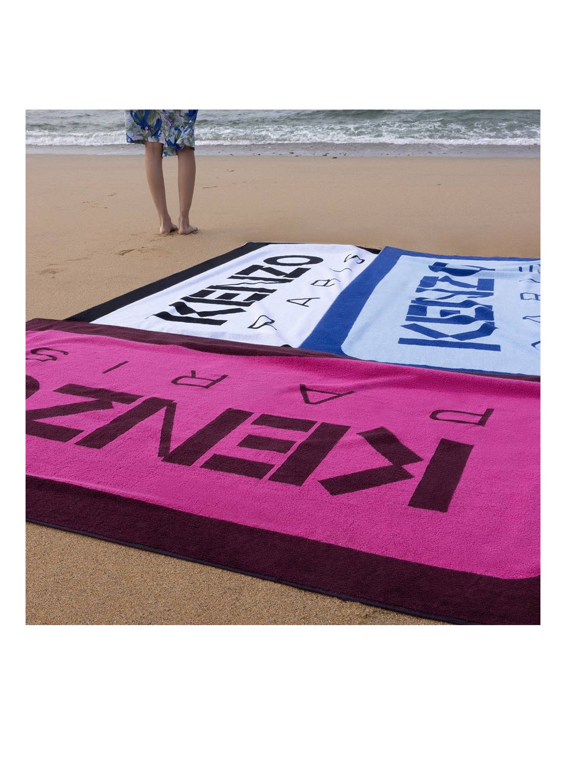 KENZO K Label strandlaken - 500gr/m2 - 90 x 160 cm  - detail 2 roze
