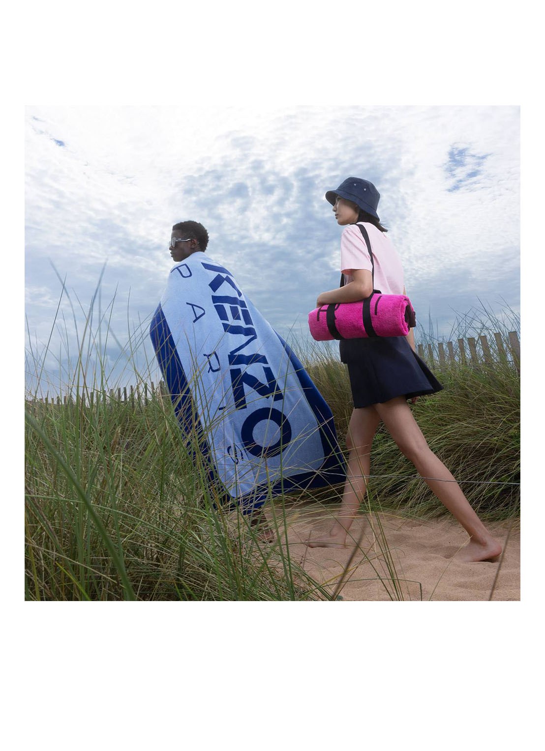 KENZO K Label strandlaken - 500gr/m2 - 90 x 160 cm  - detail 2 kobaltblauw