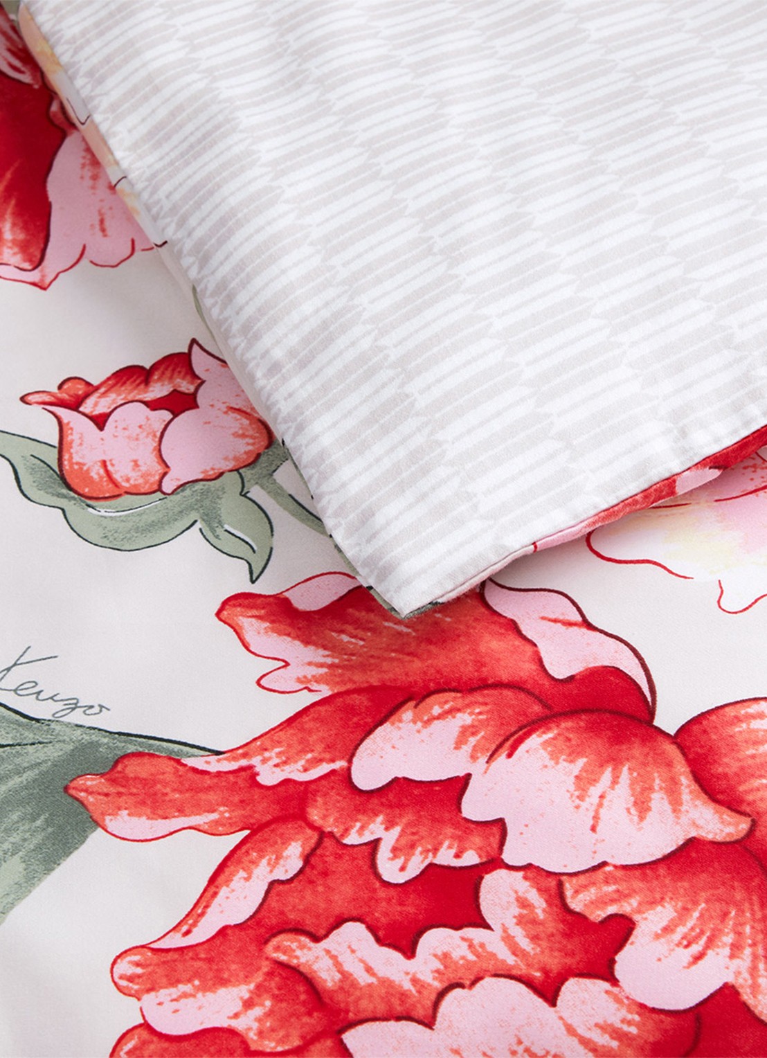 KENZO K Peony dekbedovertrek - exclusief kussenslopen - voorkant 4 rood