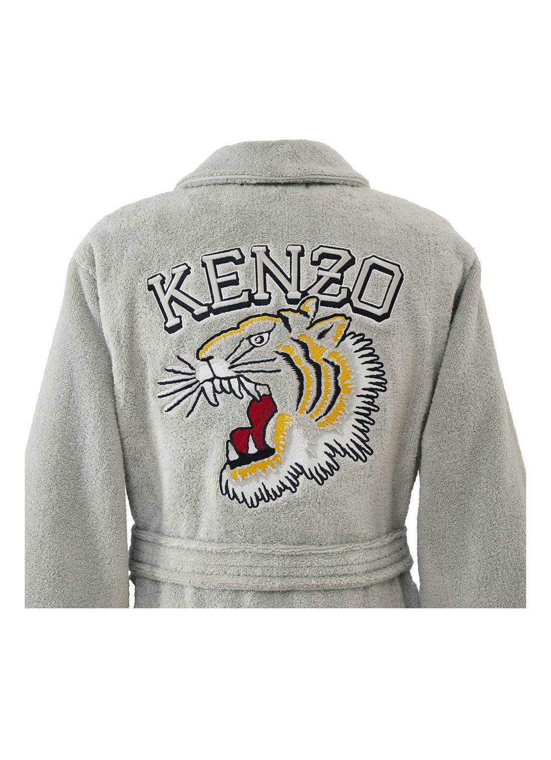 KENZO K Vtiger badjas van  katoen met logoprint - detail 9 middengrijs