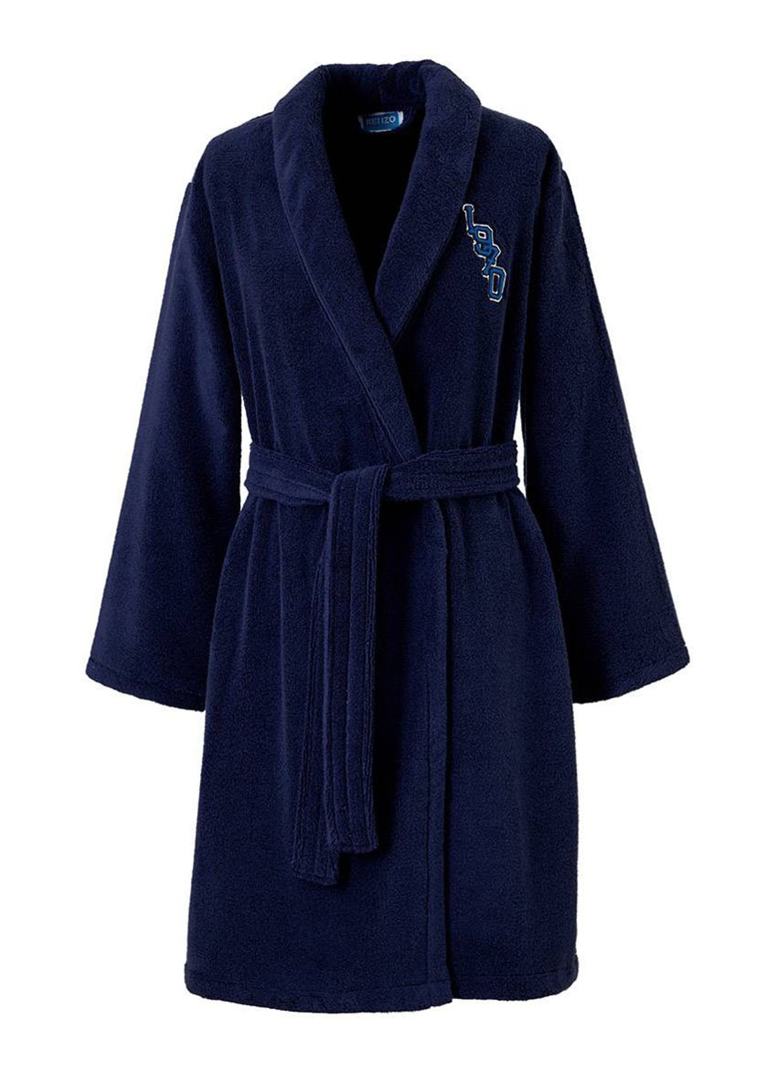 KENZO K Vtiger badjas van  katoen met logoprint - voorkant donkerblauw