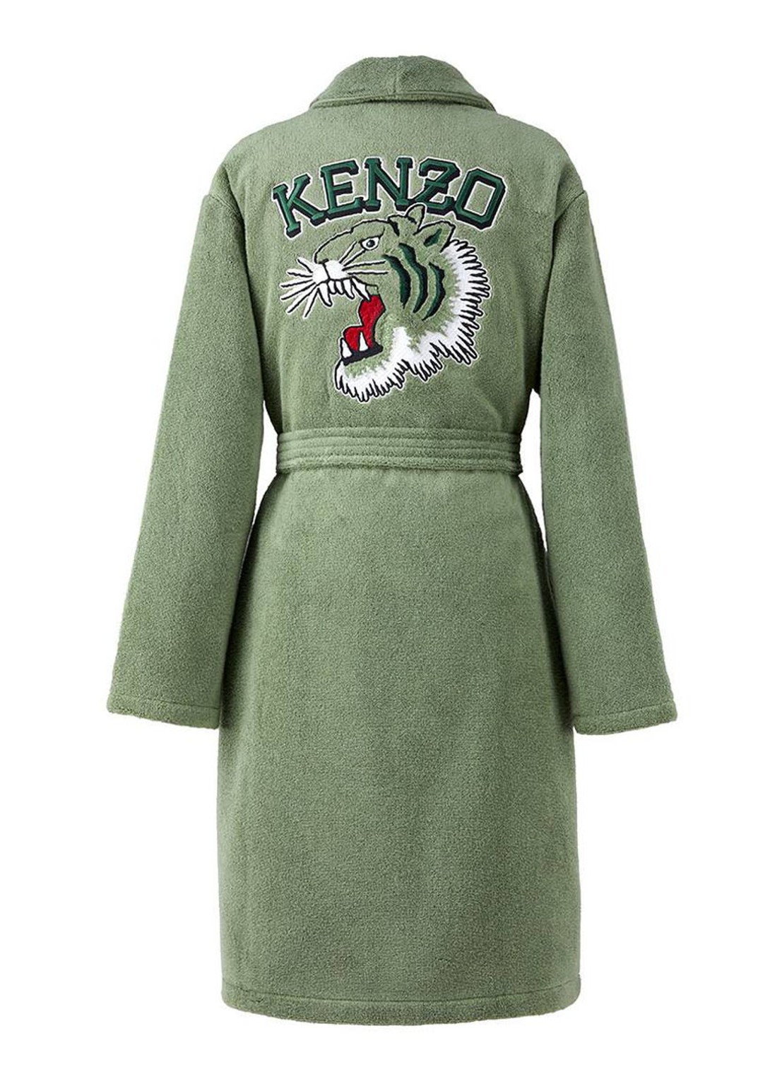 KENZO K Vtiger badjas van  katoen met logoprint - voorkant 5 lindegroen