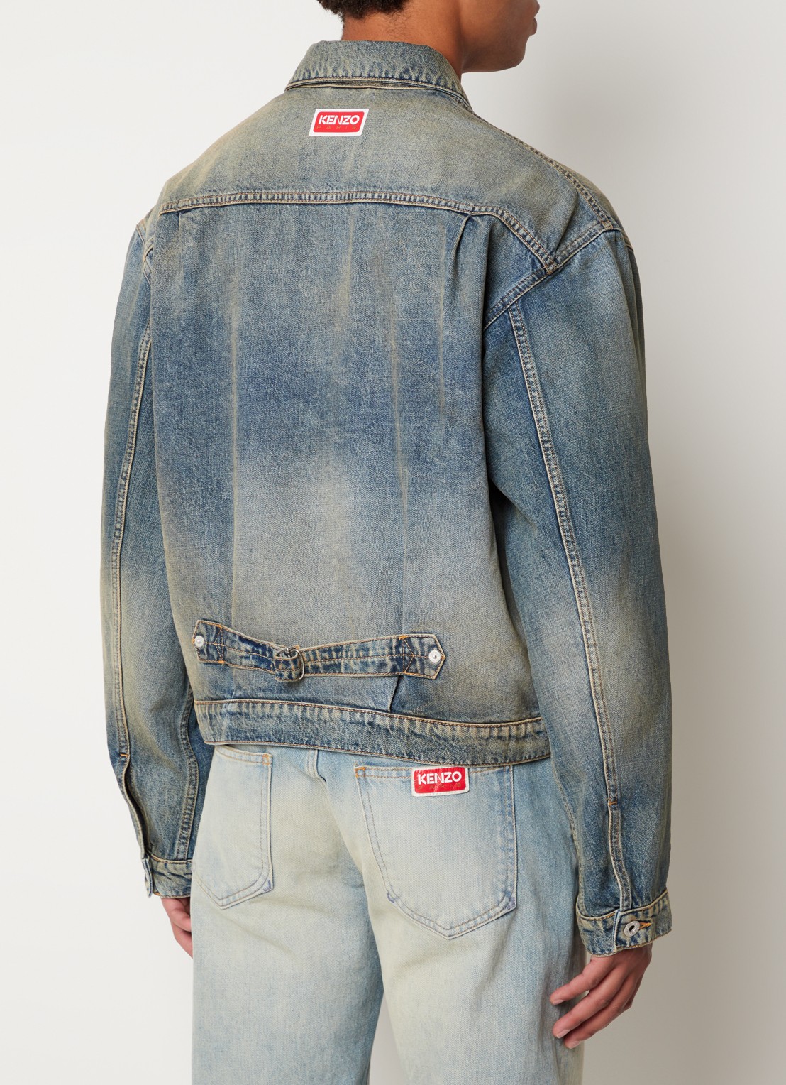KENZO Oversized spijkerjas met borstzakken - achterkant indigo