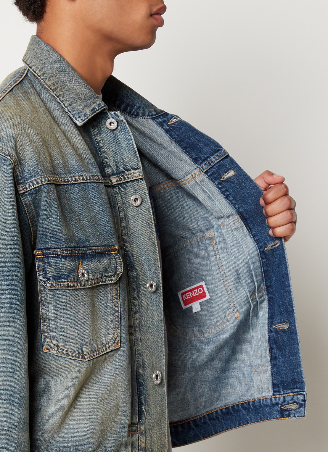 KENZO Oversized spijkerjas met borstzakken - detail 3 indigo