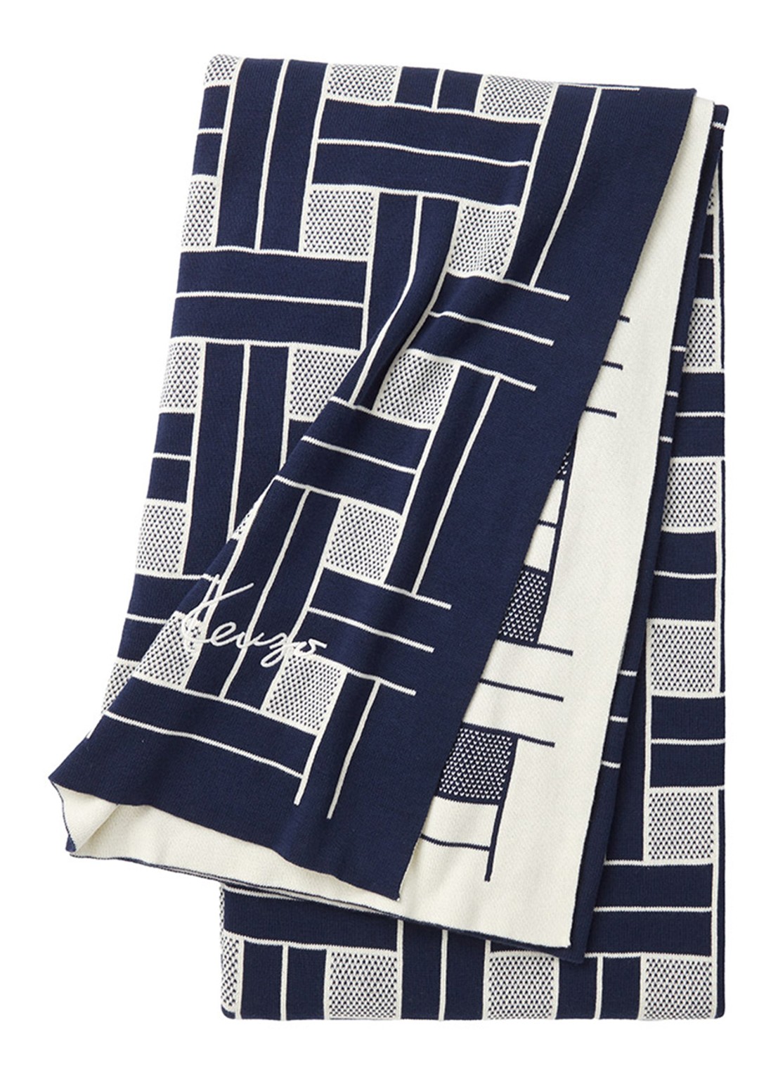 KENZO Plaid 170 x 130 cm - voorkant donkerblauw