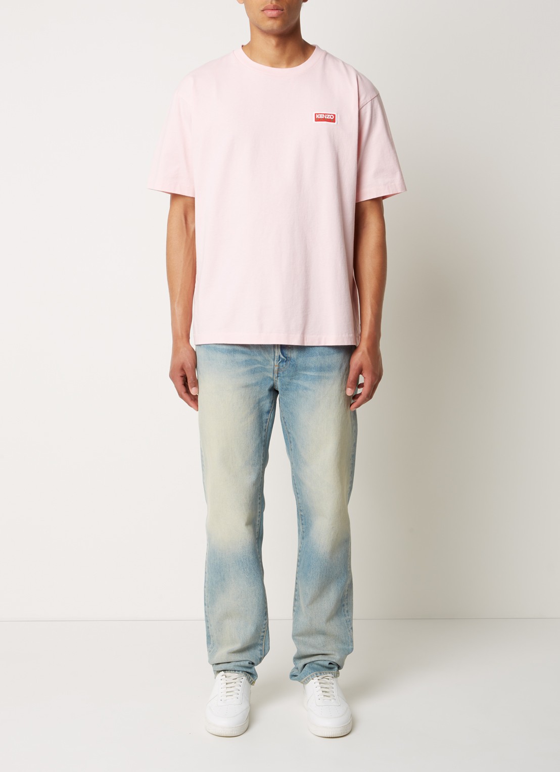 KENZO T-shirt met logo- en backprint - voorkant 3 lichtroze