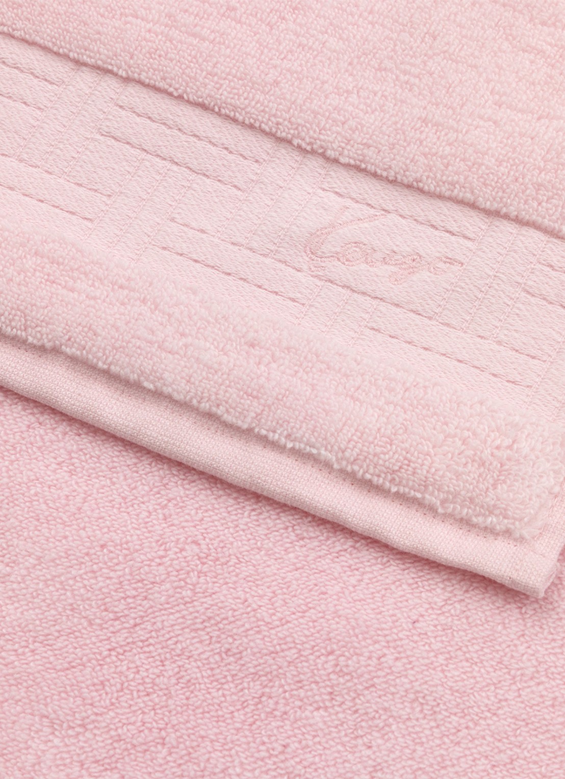 KENZO Weave badhanddoek - 55 x 100 cm - voorkant 3 lichtroze