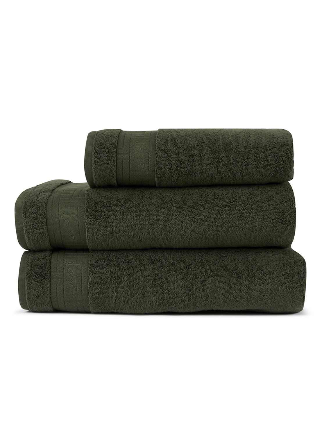 KENZO Weave badhanddoek - 70 x 140 cm - detail khaki