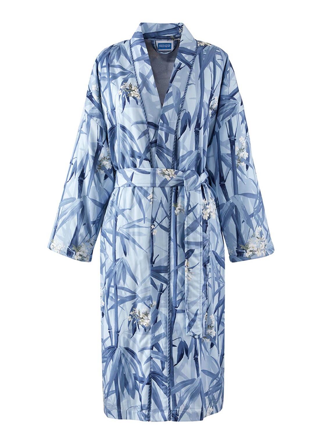 KENZO Zen badjas met bloemenprint - voorkant 3 blauw