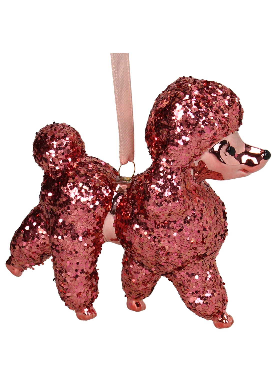 Kersten Poedel kersthanger 9,5 cm - voorkant 2 roze