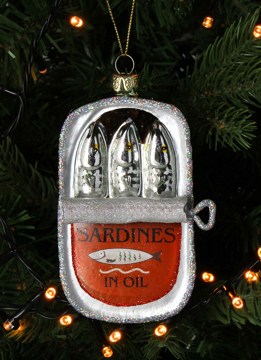 Kersten Sardine kersthanger 12 cm - voorkant 2 zilver