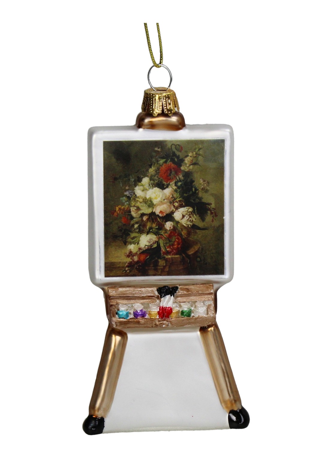 Kersten Schilderij op Ezel kersthanger 12,8 cm - voorkant 2 beige
