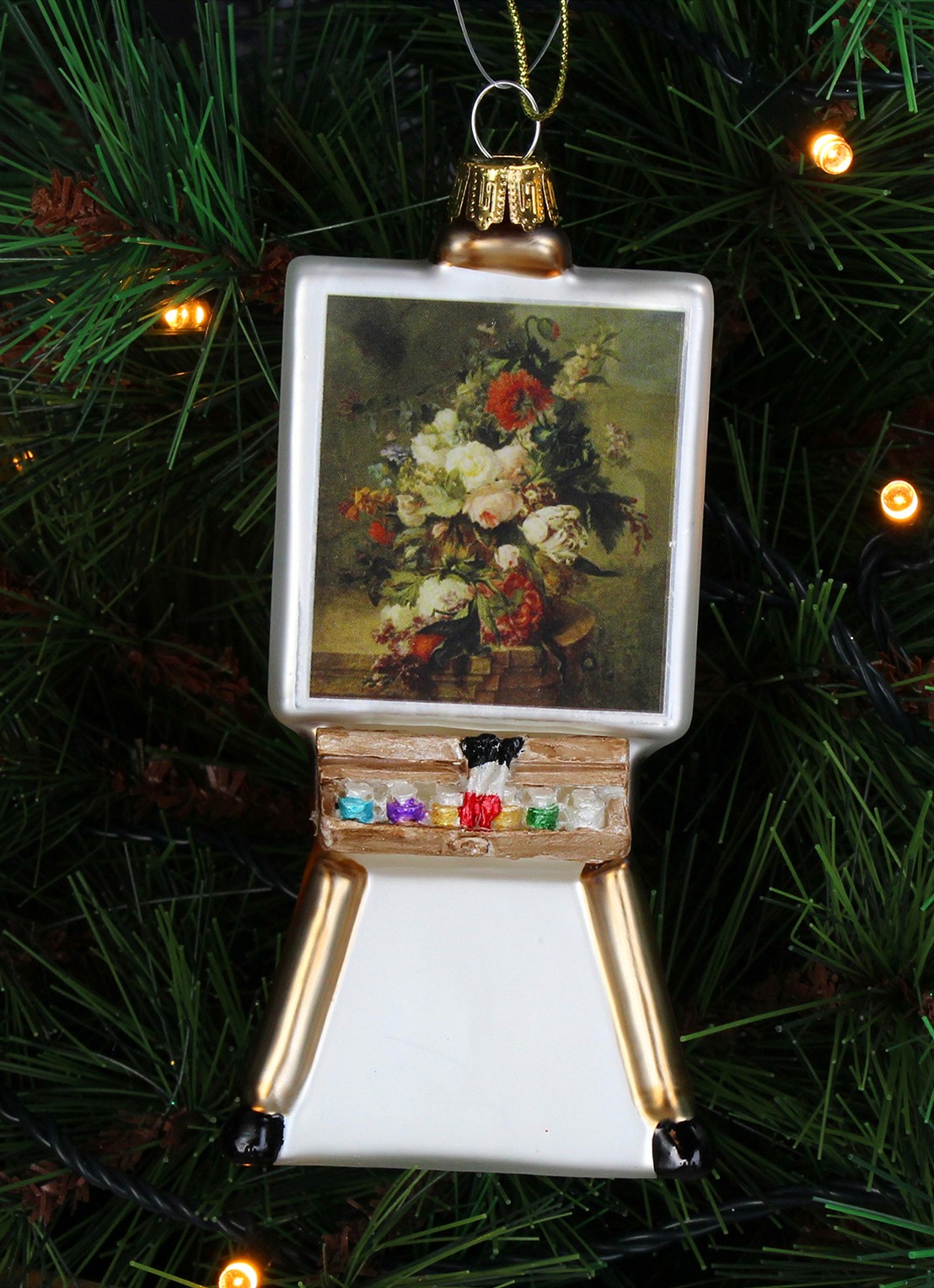 Kersten Schilderij op Ezel kersthanger 12,8 cm - voorkant 3 beige