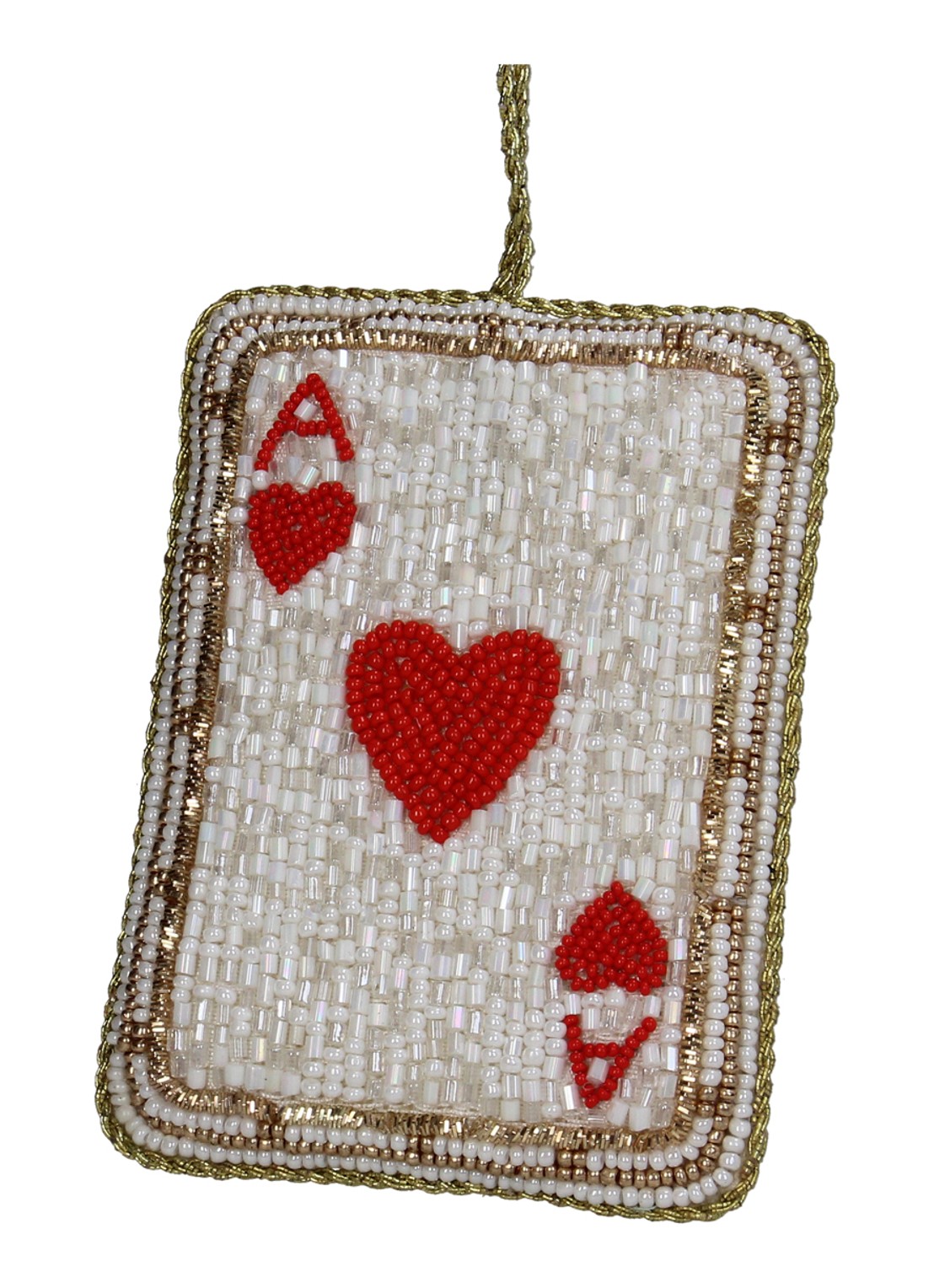 Kersten Speelkaart kersthanger 10 cm - voorkant rood