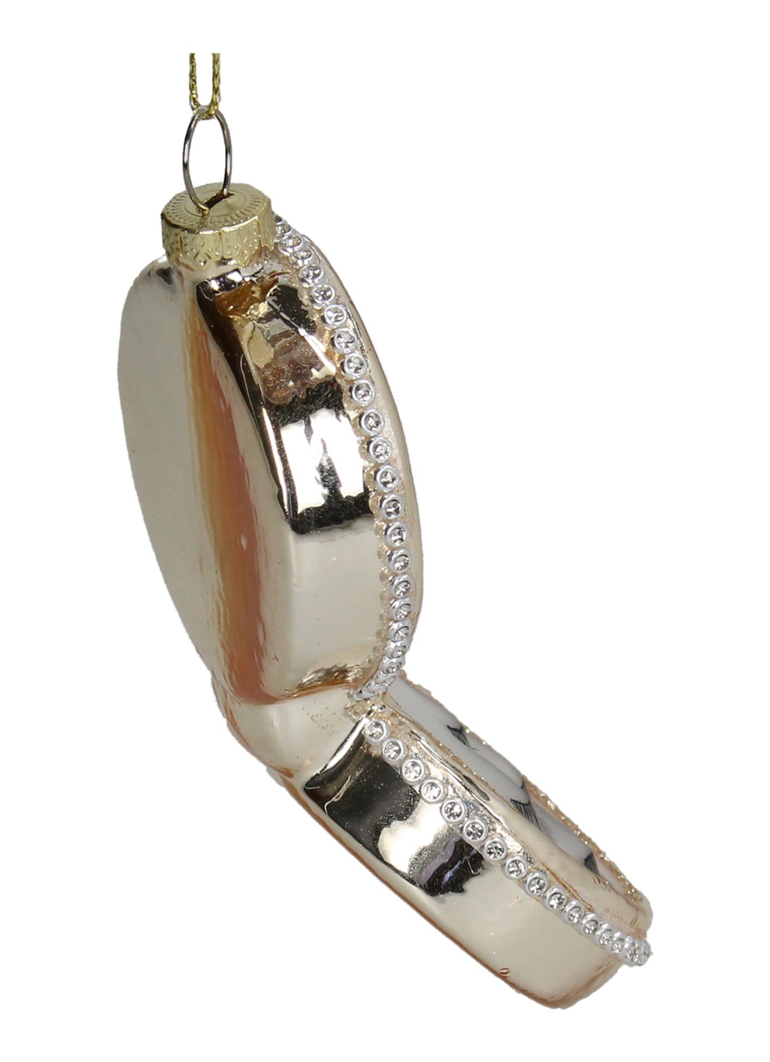 Kersten Spiegel met Wimpers kersthanger 11,4 cm - detail 2 goud