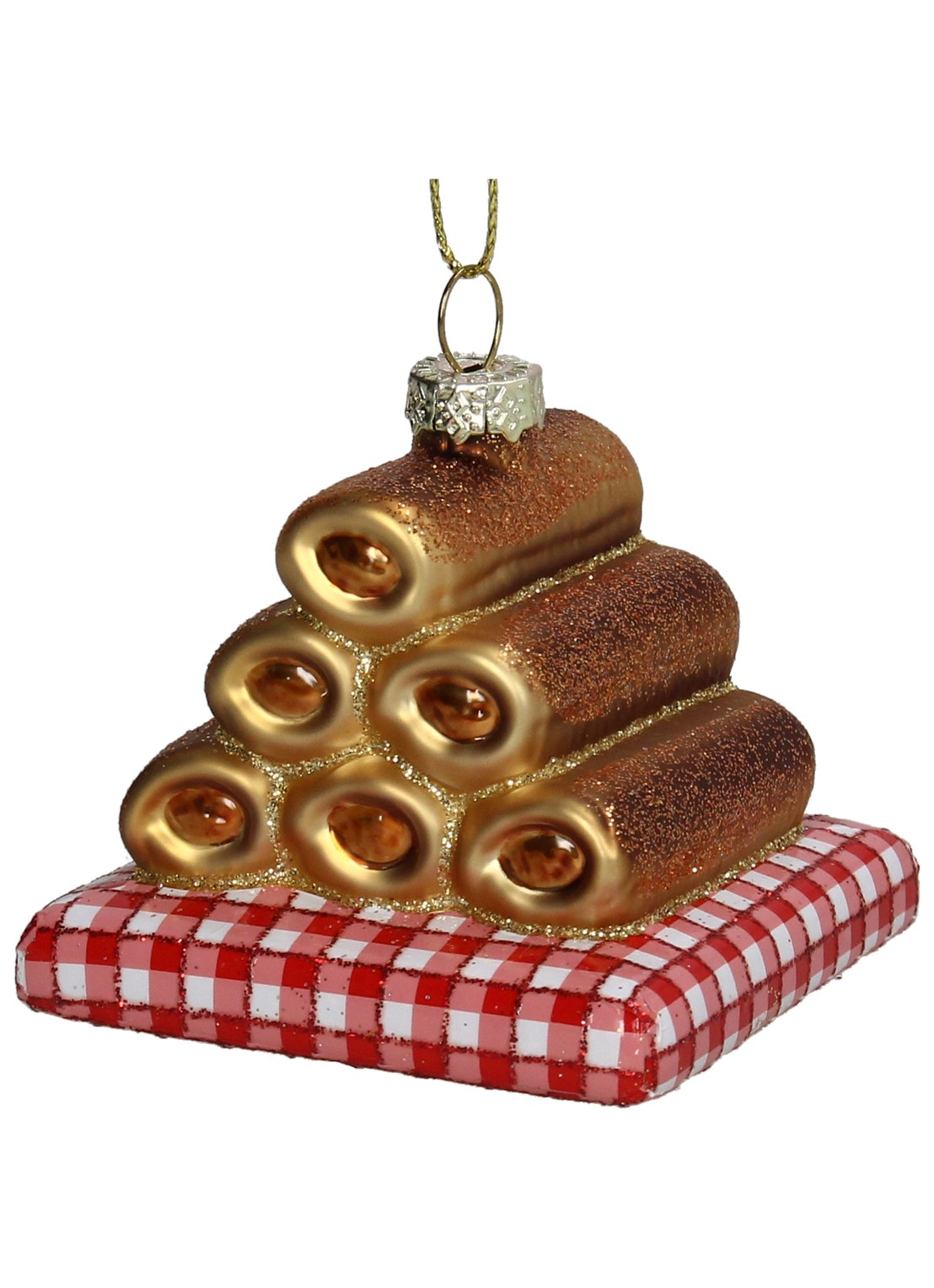 Kersten Worstenbroodje kersthanger 6,3 cm - voorkant rood