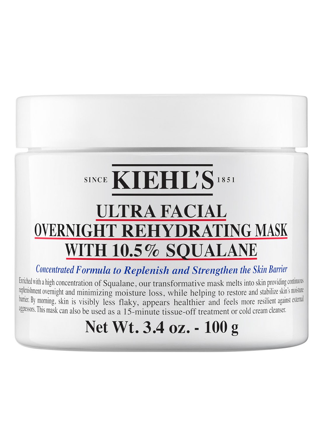Kiehl's Ultra Facial Overnight Hydrating Mask With 10,5% Squalane - nachtmasker - voorkant undefined