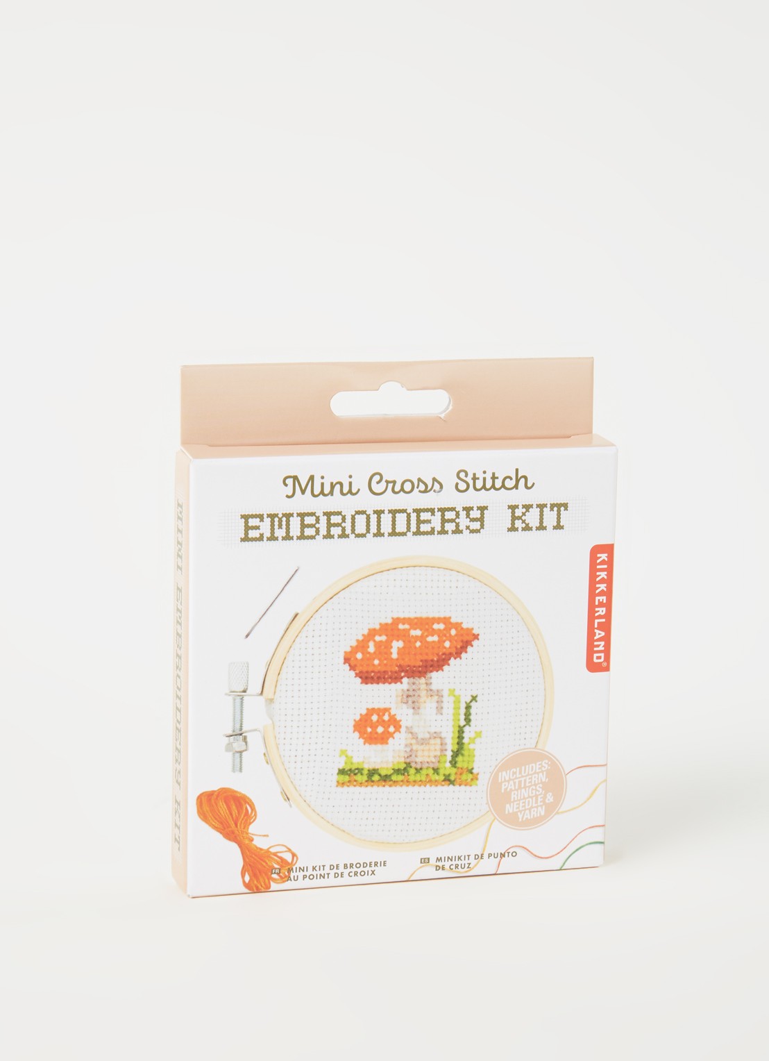 Kikkerland Mushroom mini kruissteek borduurset - voorkant 2 wit