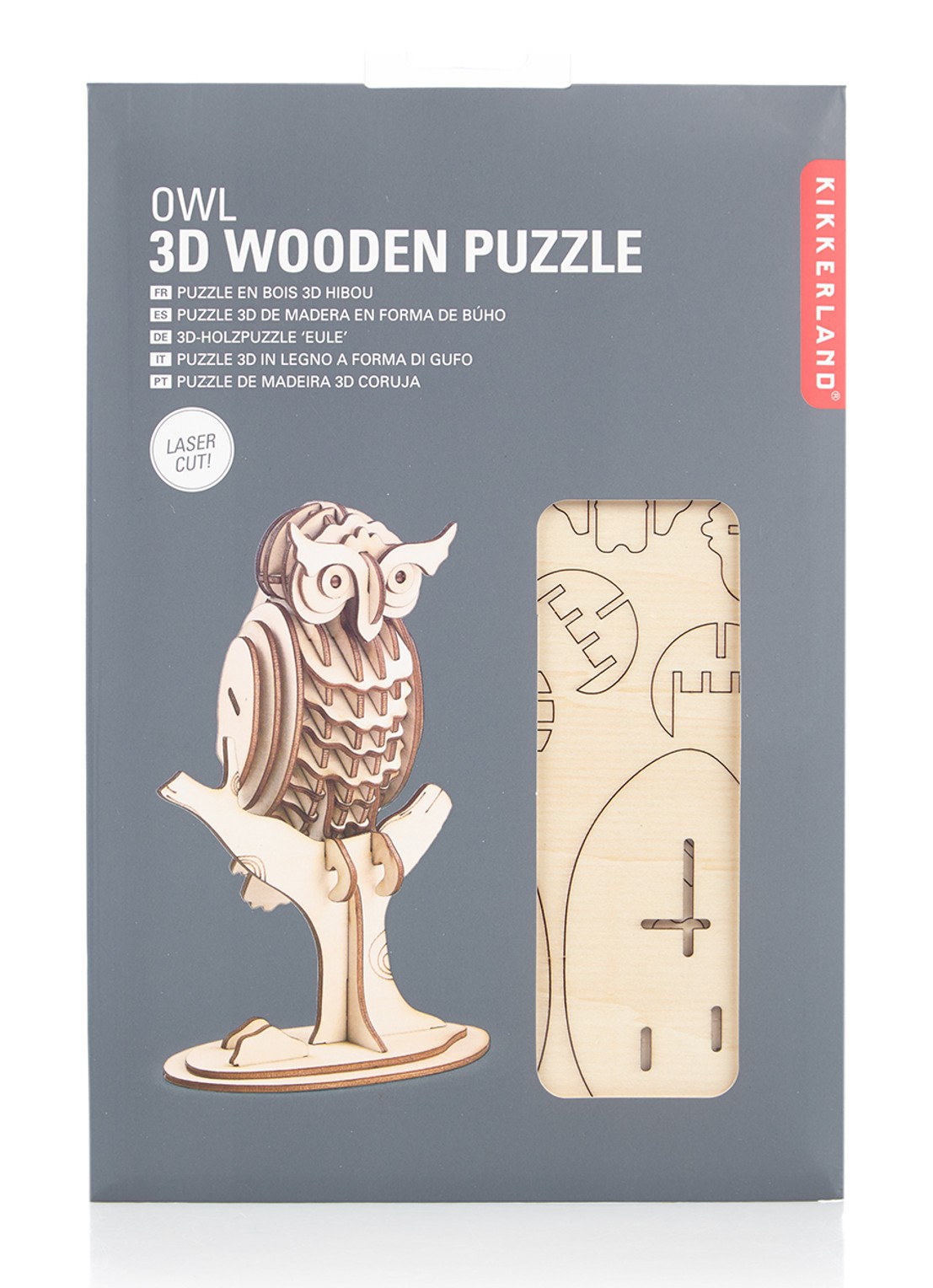 Kikkerland Owl 3D puzzel - voorkant lichtbruin