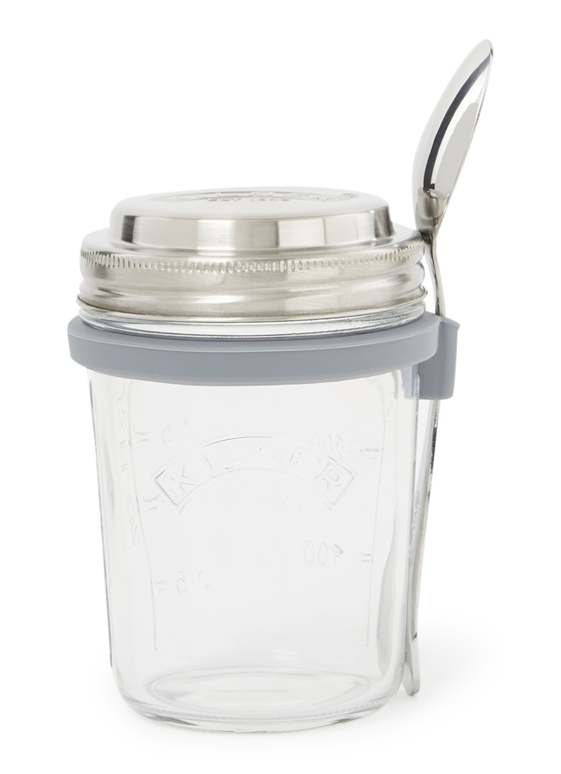 Kilner To Go ontbijtbeker met lepel 35 cl  - voorkant transparant