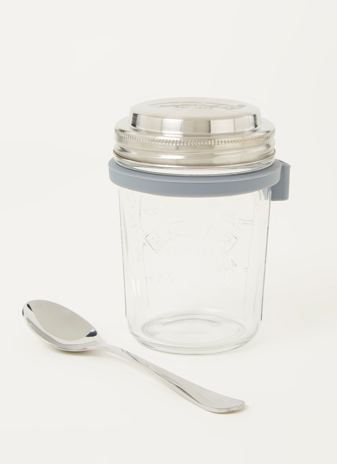Kilner To Go ontbijtbeker met lepel 35 cl  - voorkant 2 transparant