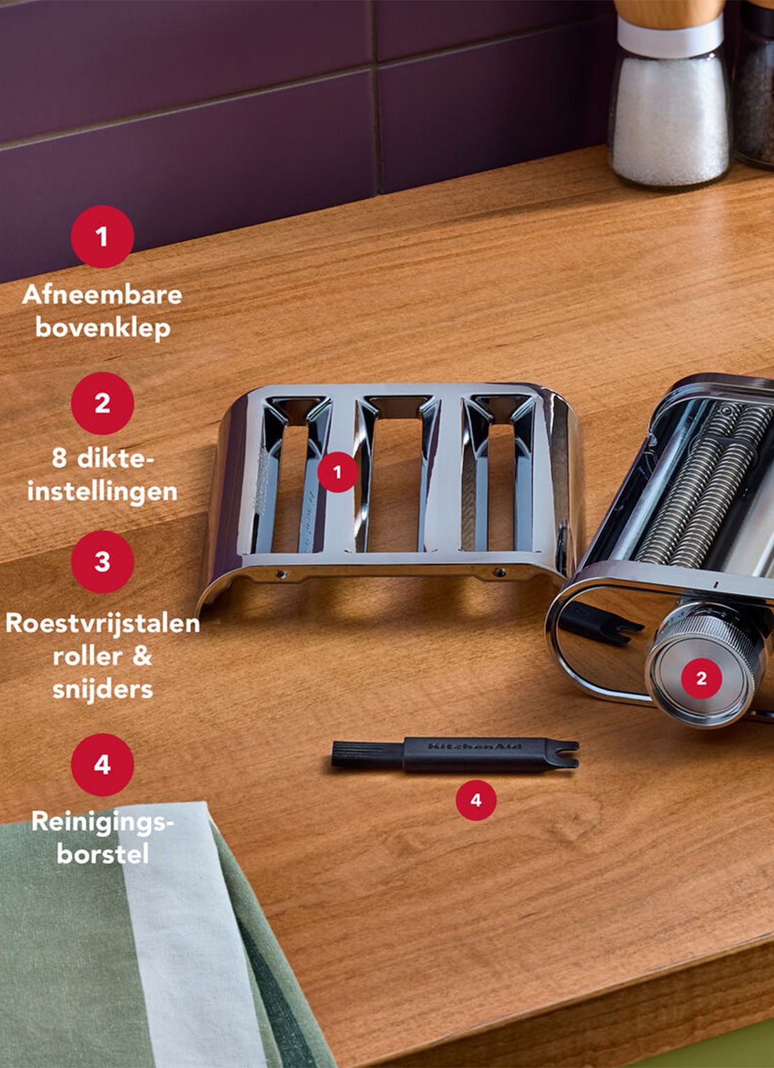 KitchenAid 3-in-1 Pasta accessoire 5KSM3MPA - voorkant 2 zilver