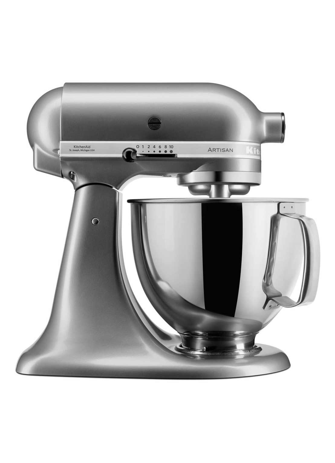 KitchenAid Artisan keukenmachine 4,8 liter 5KSM175PSECU - Contour Zilver - voorkant contour zilver