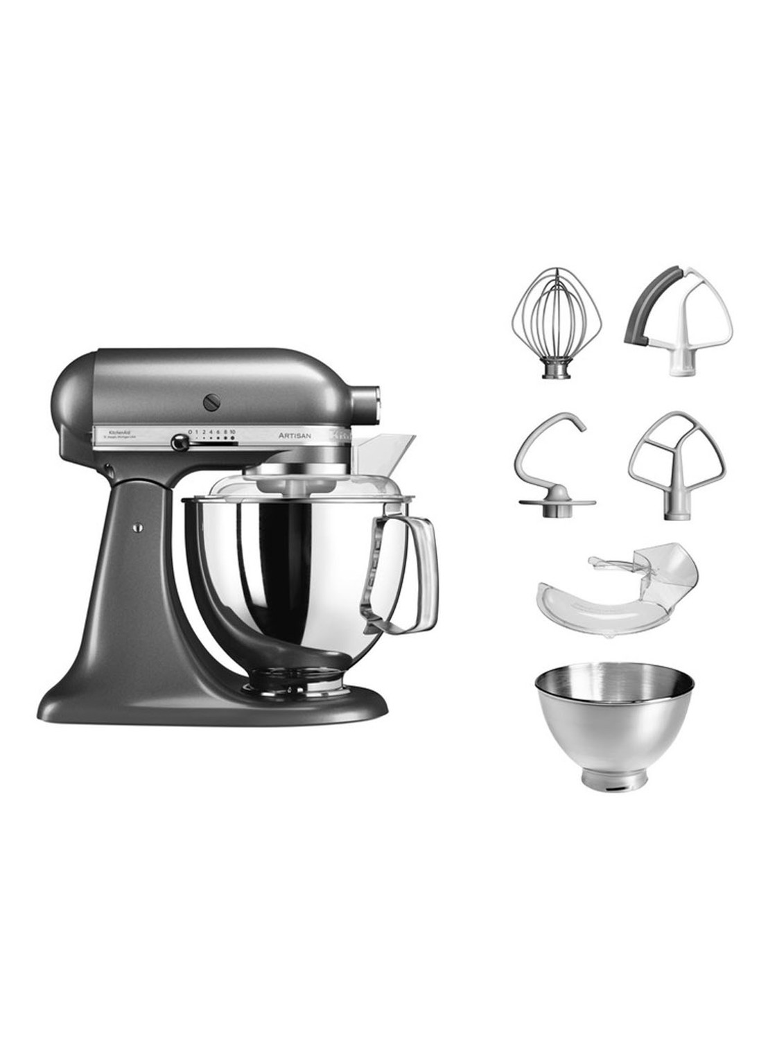 KitchenAid Artisan keukenmachine 4,8 liter 5KSM175PSEMS - Tingrijs - detail zilver