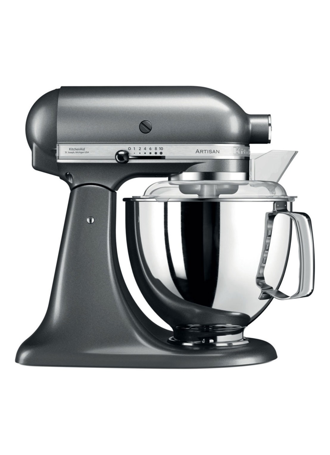 KitchenAid Artisan keukenmachine 4,8 liter 5KSM175PSEMS - Tingrijs - voorkant 2 zilver