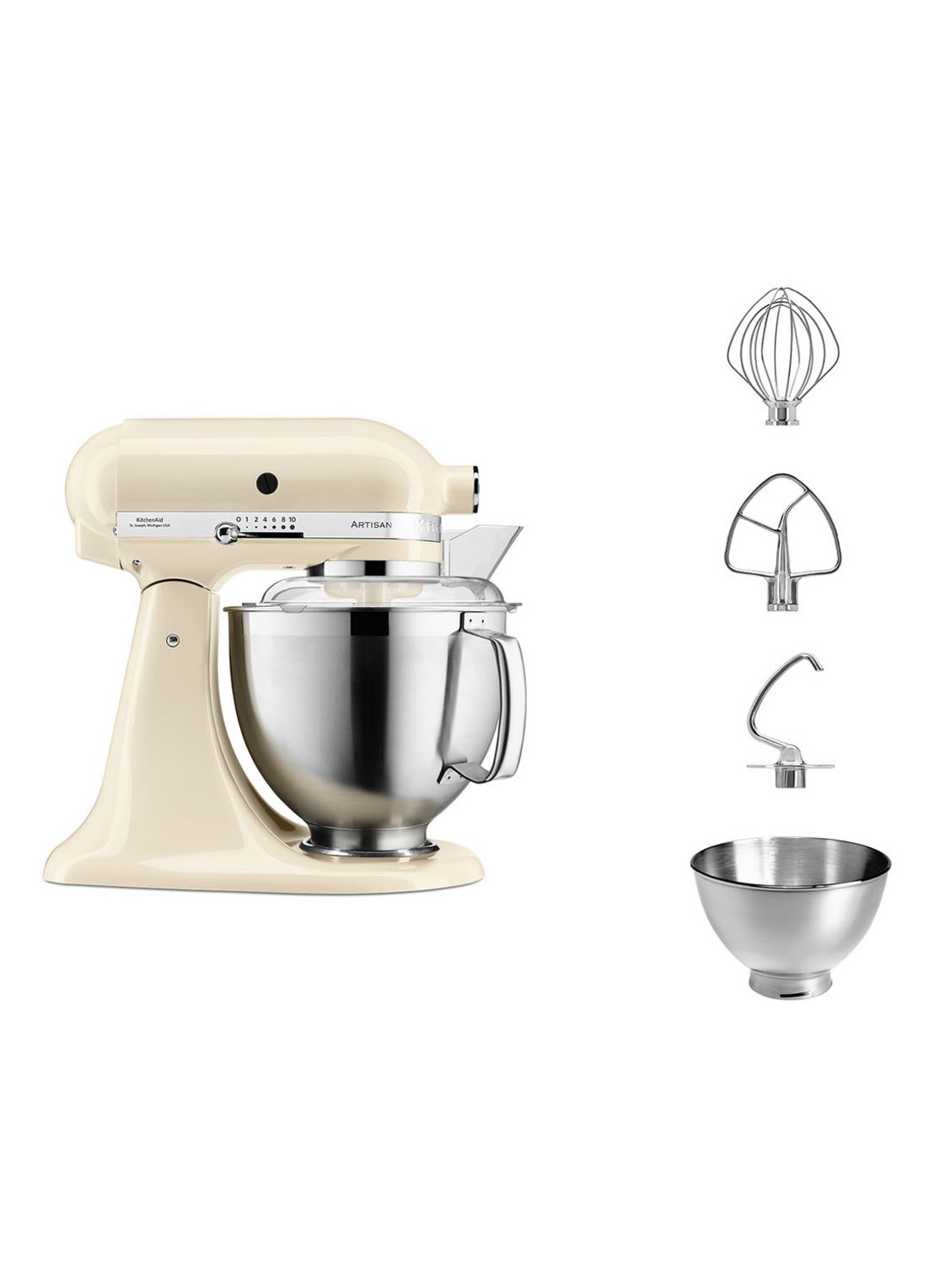 KitchenAid Artisan keukenmachine 4,8 liter 5KSM185PS - Amandelwit - detail 2 creme