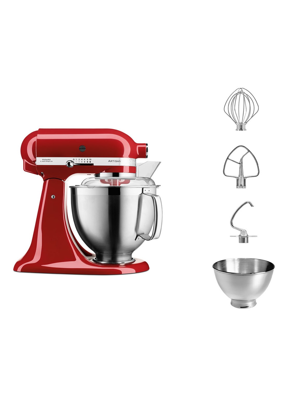 KitchenAid Artisan keukenmachine 4,8 liter 5KSM185PS - Keizerrood - detail 3 keizerrood