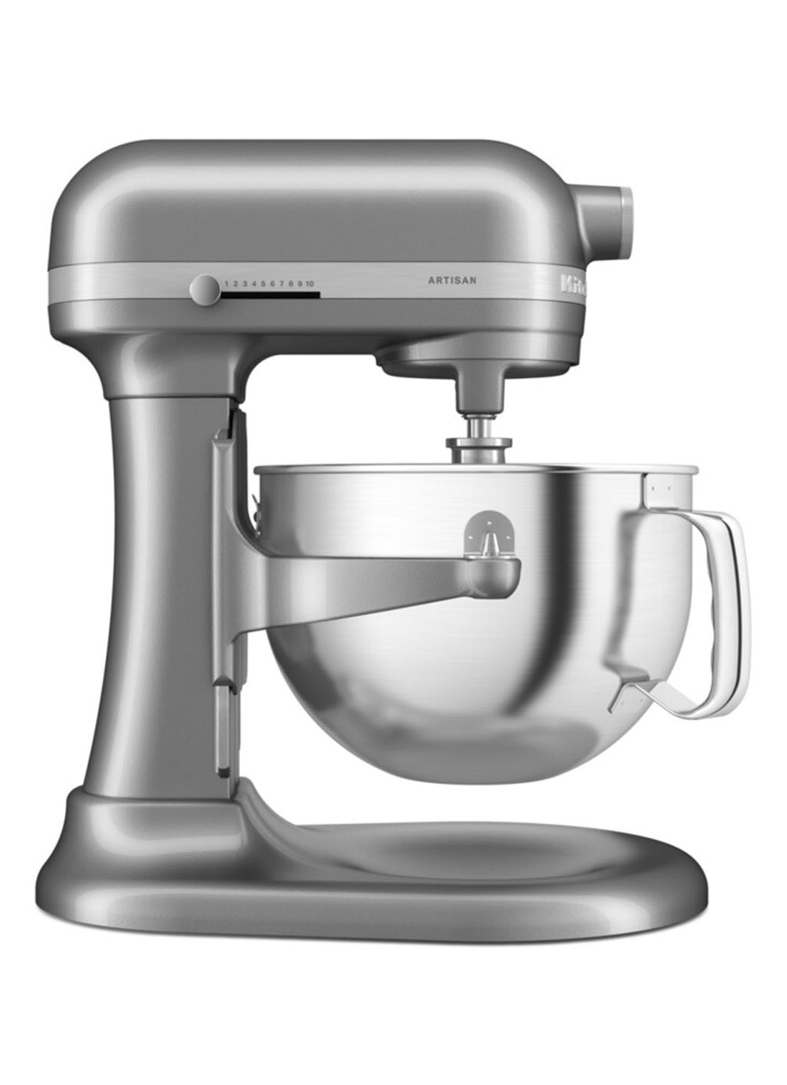 KitchenAid Artisan keukenmachine met in de hoogte verstelbare kom 5,6 liter - voorkant 5 contour zilver