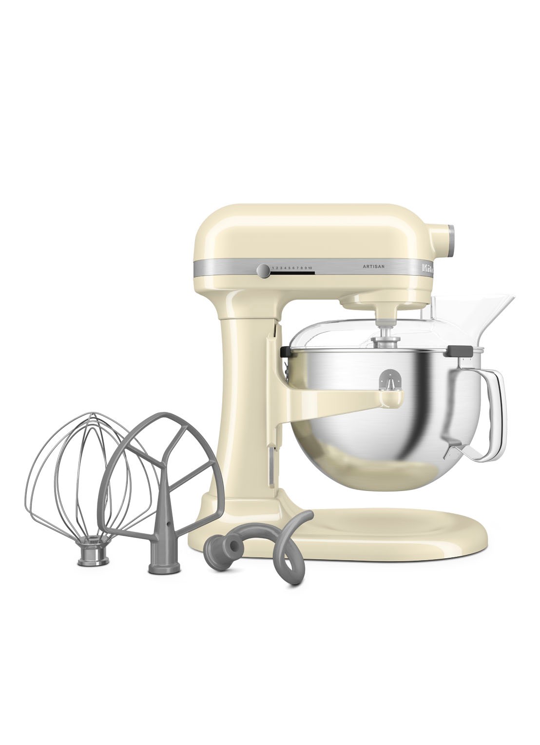 KitchenAid Artisan keukenmachine met in de hoogte verstelbare kom 5,6 liter - detail amandelwit