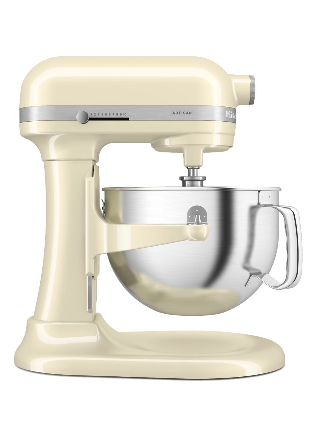 KitchenAid Artisan keukenmachine met in de hoogte verstelbare kom 5,6 liter - voorkant 6 amandelwit