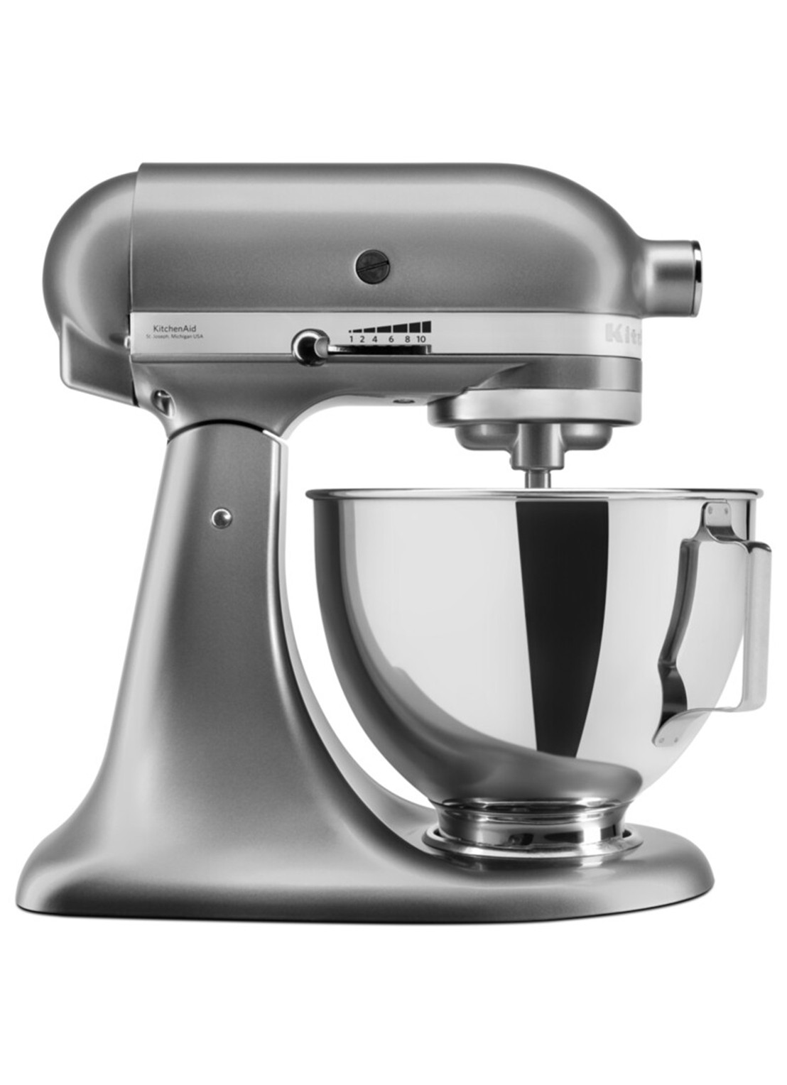 KitchenAid Artisan keukenmachine met kantelbare kop 4,3 liter 5KSM95PS - voorkant zilver