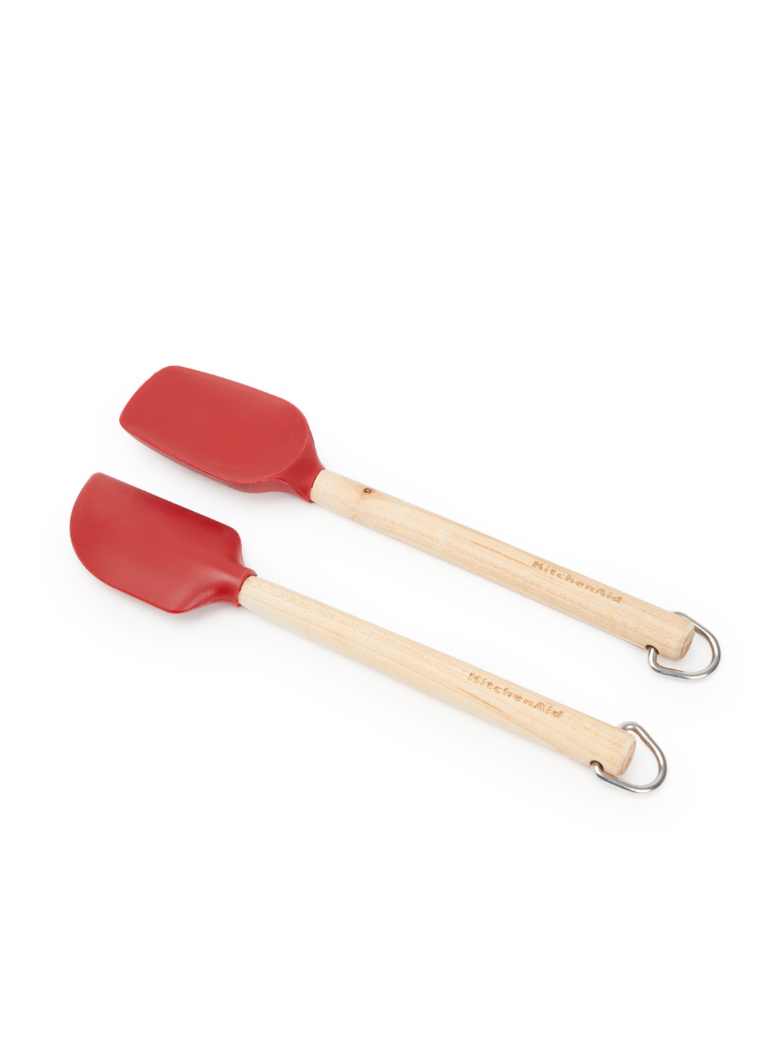 KitchenAid Birch Wood spatel 22 cm set van 2  - voorkant rood