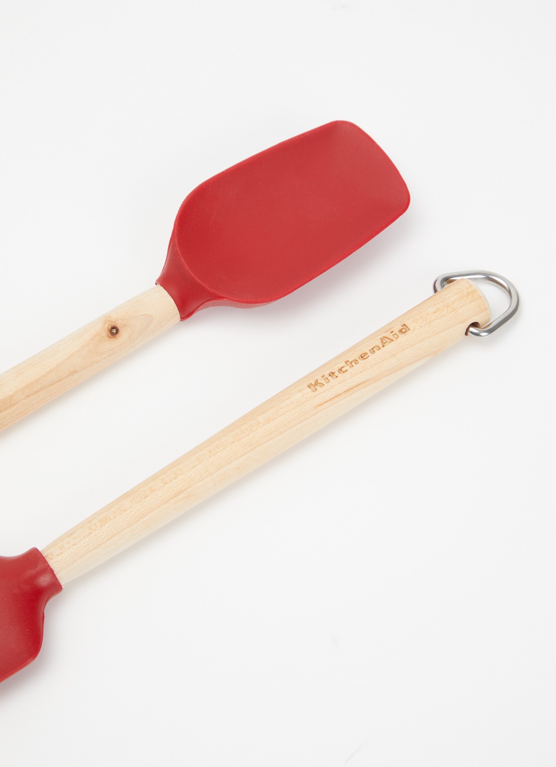 KitchenAid Birch Wood spatel 22 cm set van 2  - voorkant 2 rood