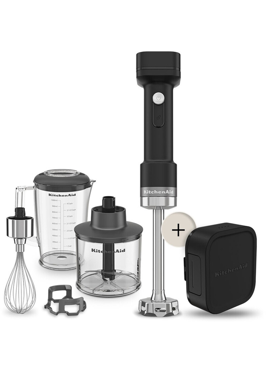 KitchenAid Go draadloze staafmixer 5KHBRV75BM - voorkant zwart