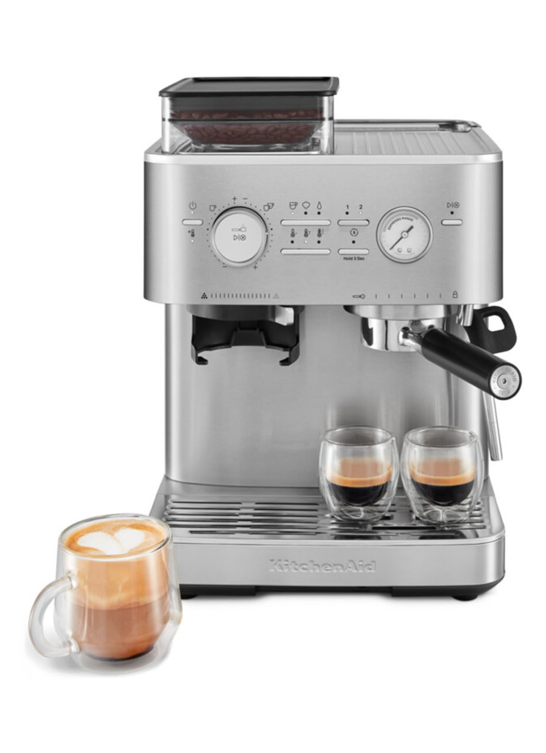 KitchenAid Halfautomatische espressomachine met koffiemolen - voorkant 2 metallic