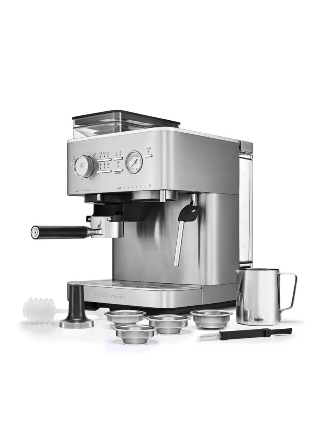 KitchenAid Halfautomatische espressomachine met koffiemolen - voorkant 3 metallic
