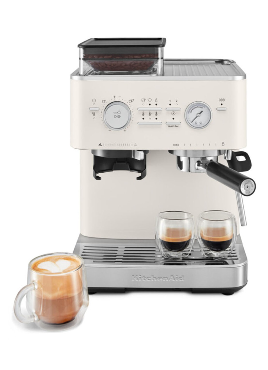 KitchenAid Halfautomatische espressomachine met koffiemolen - voorkant 7 wit