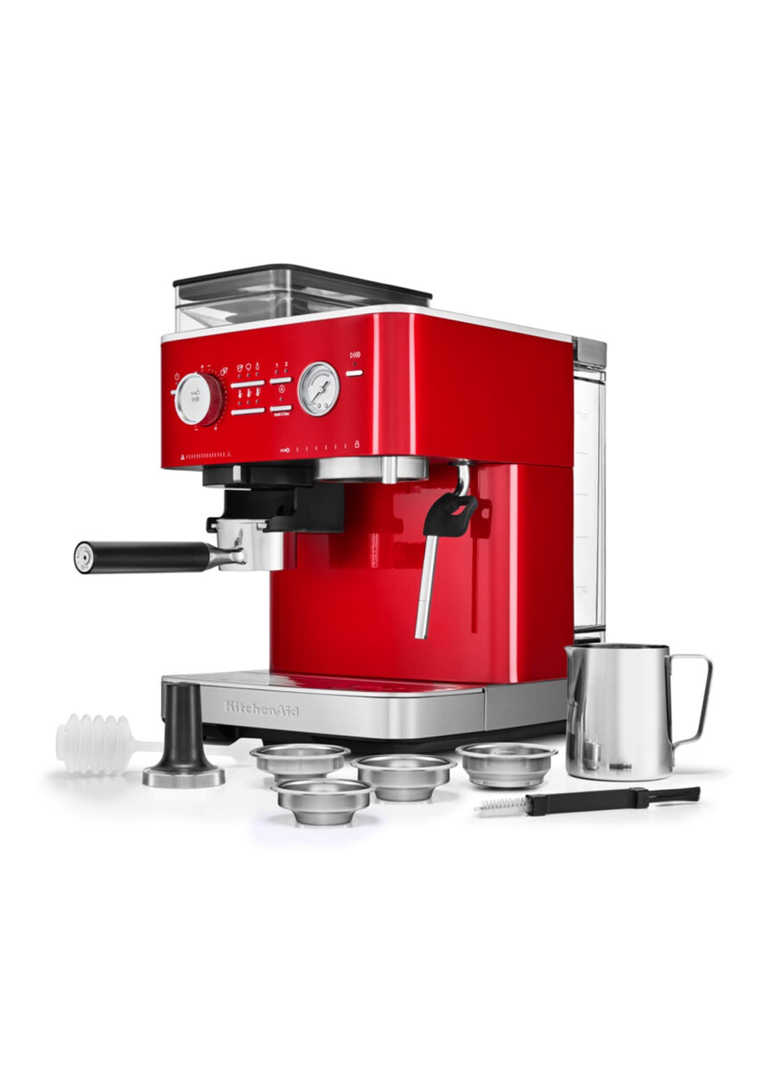 KitchenAid Halfautomatische espressomachine met koffiemolen - voorkant 2 rood