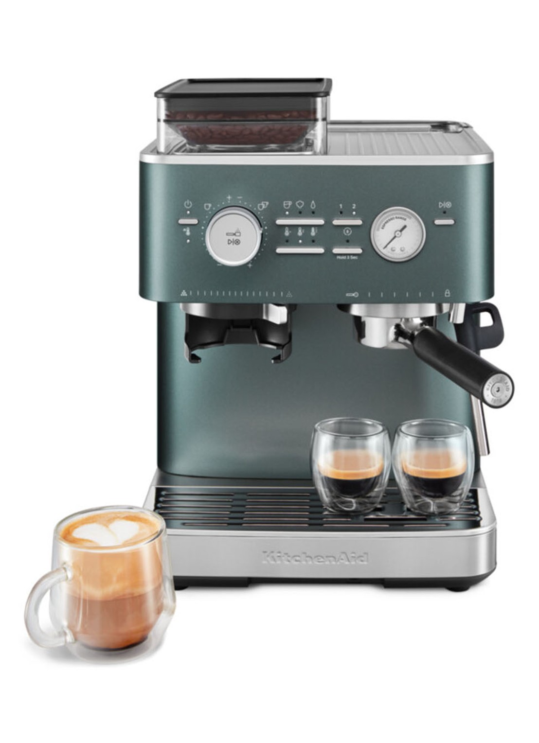 KitchenAid Halfautomatische espressomachine met koffiemolen - voorkant groen