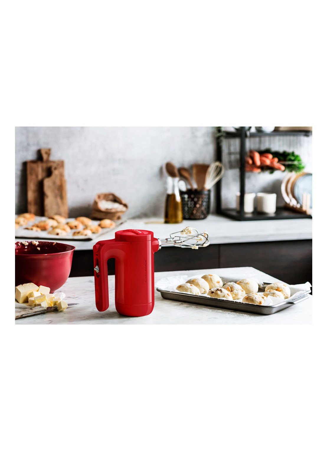 KitchenAid Handmixer 5KHMB732 - Keizerrood - voorkant 7 steenrood