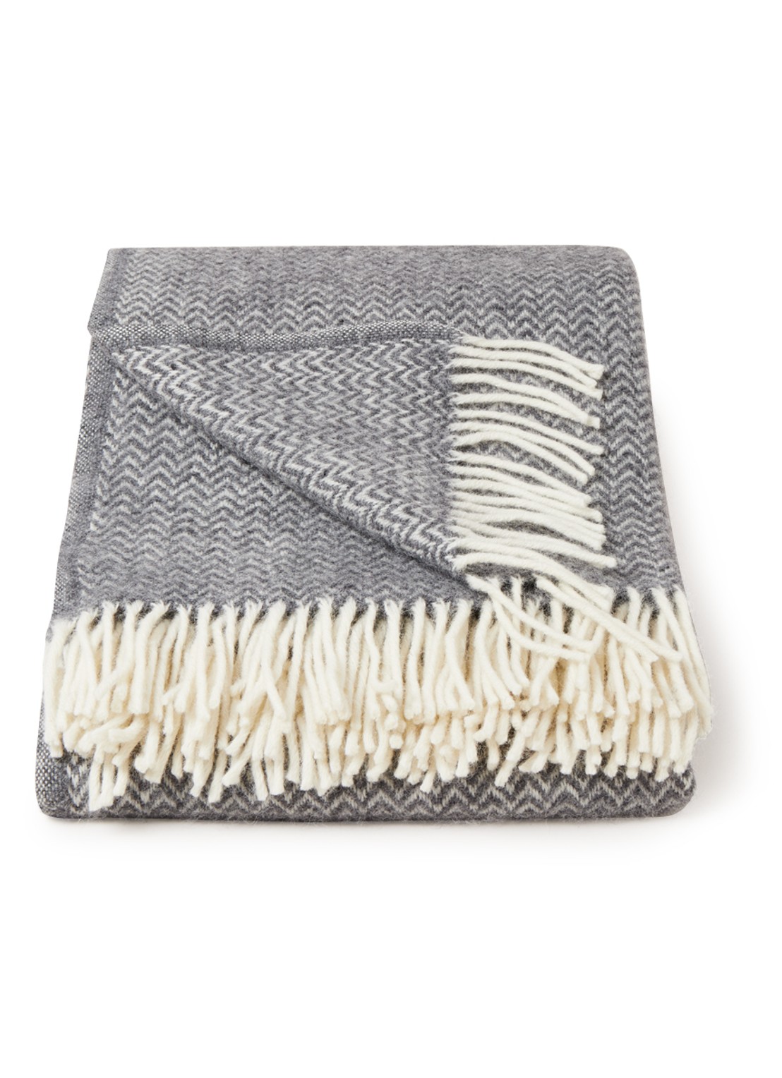 Klippan Chevron plaid van lamswol 130 x 200 cm - voorkant 3 grijs