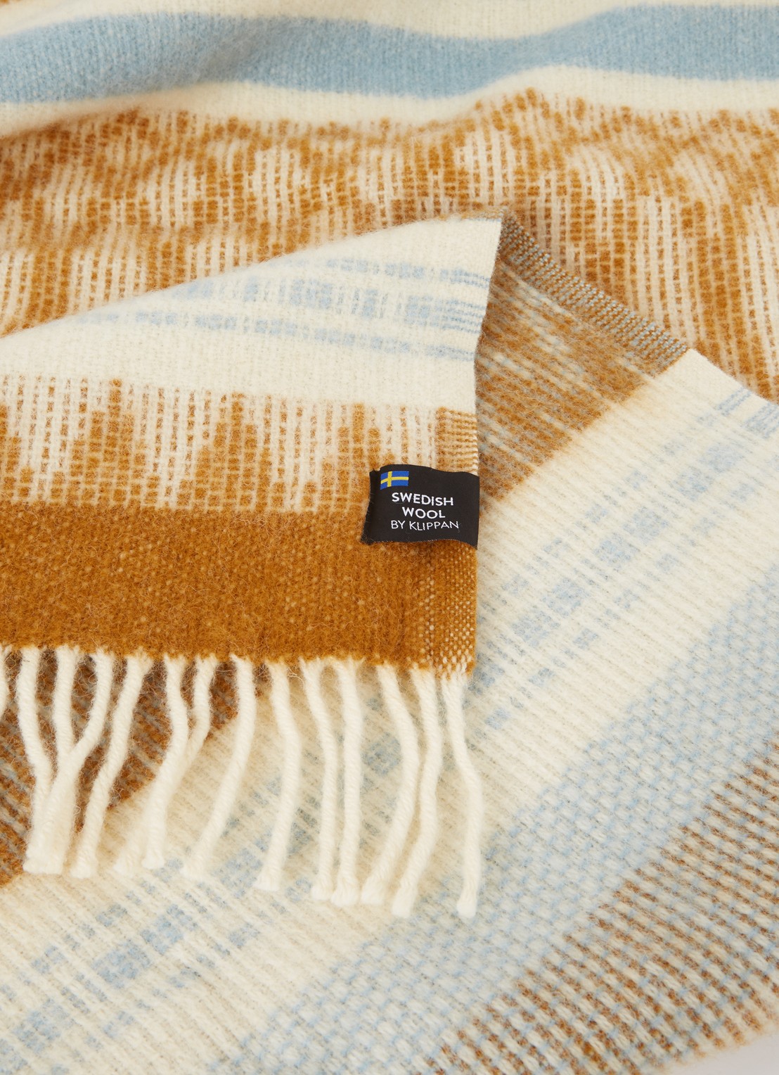 Klippan Freja Plaid van wol 130 x 200 cm - detail 3 abrikoos