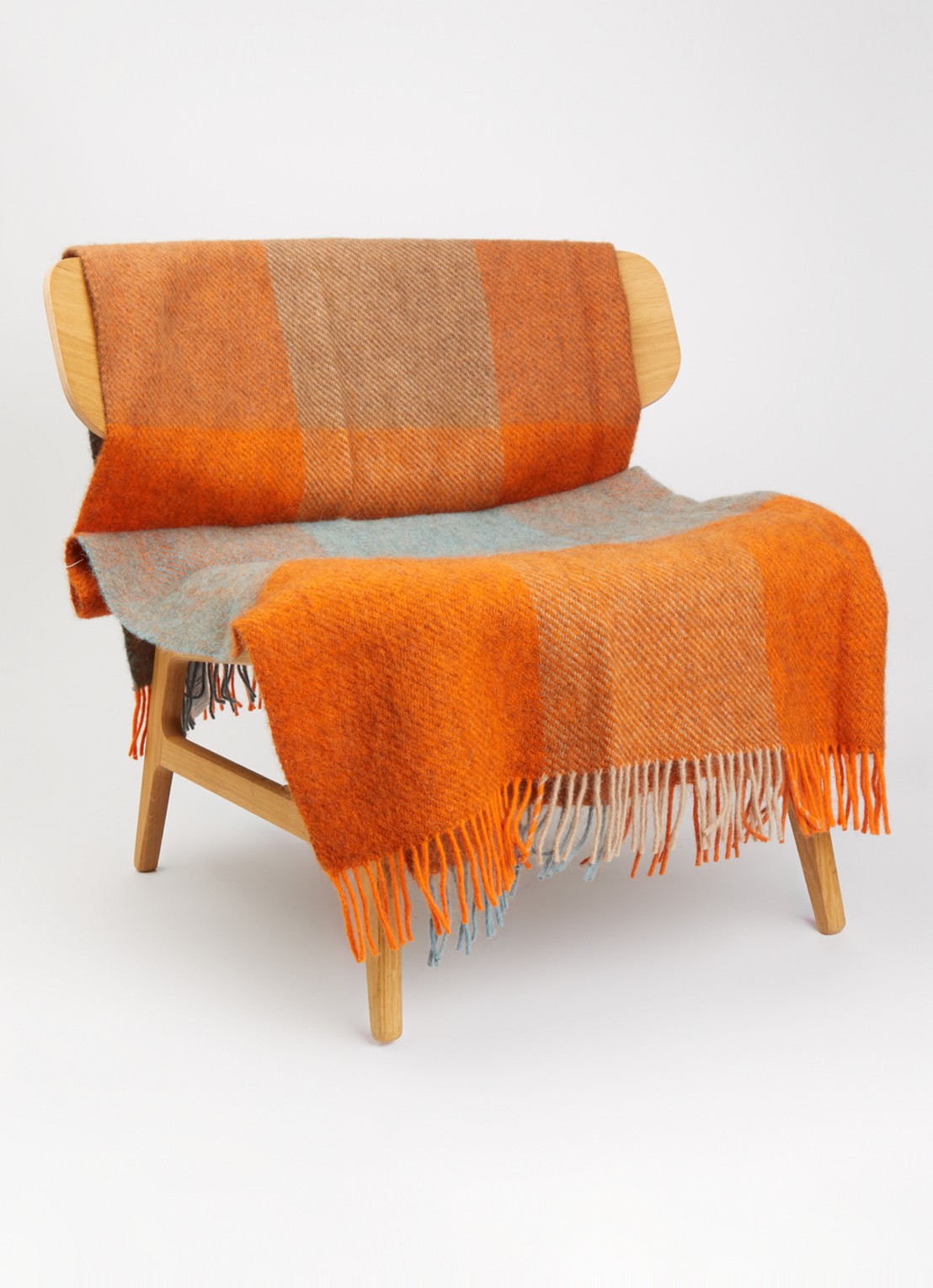 Klippan Gotland Check plaid van wol 130 x 200 cm - voorkant 3 orange