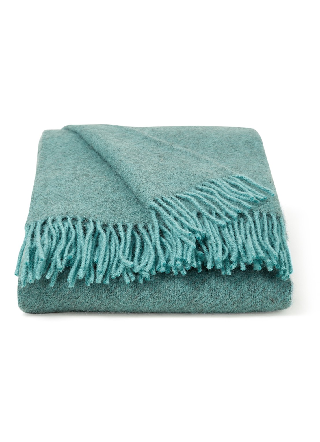 Klippan Gotland plaid van wol 130 x 200 cm - voorkant 2 turquoise
