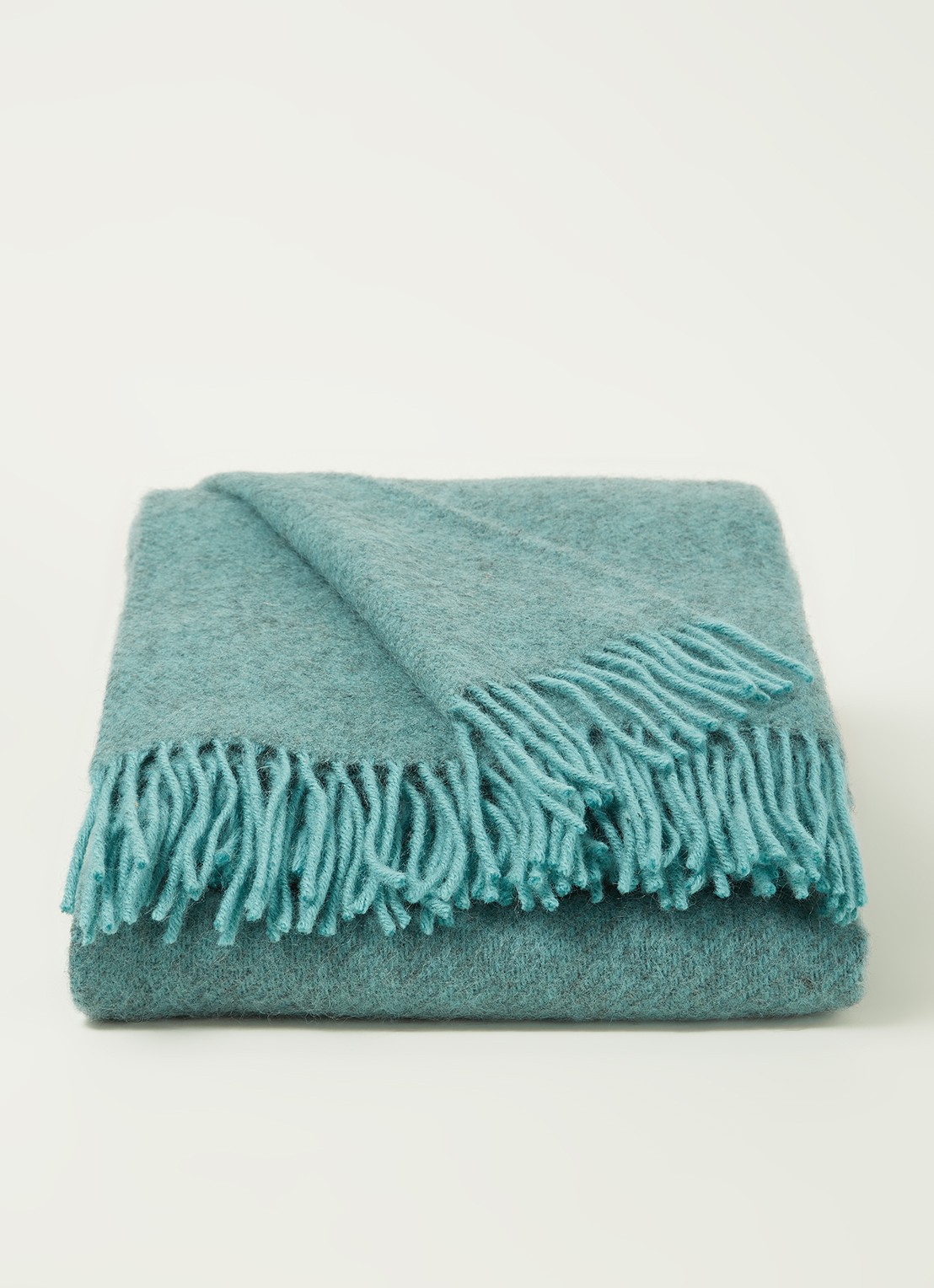 Klippan Gotland plaid van wol 130 x 200 cm - voorkant 3 turquoise